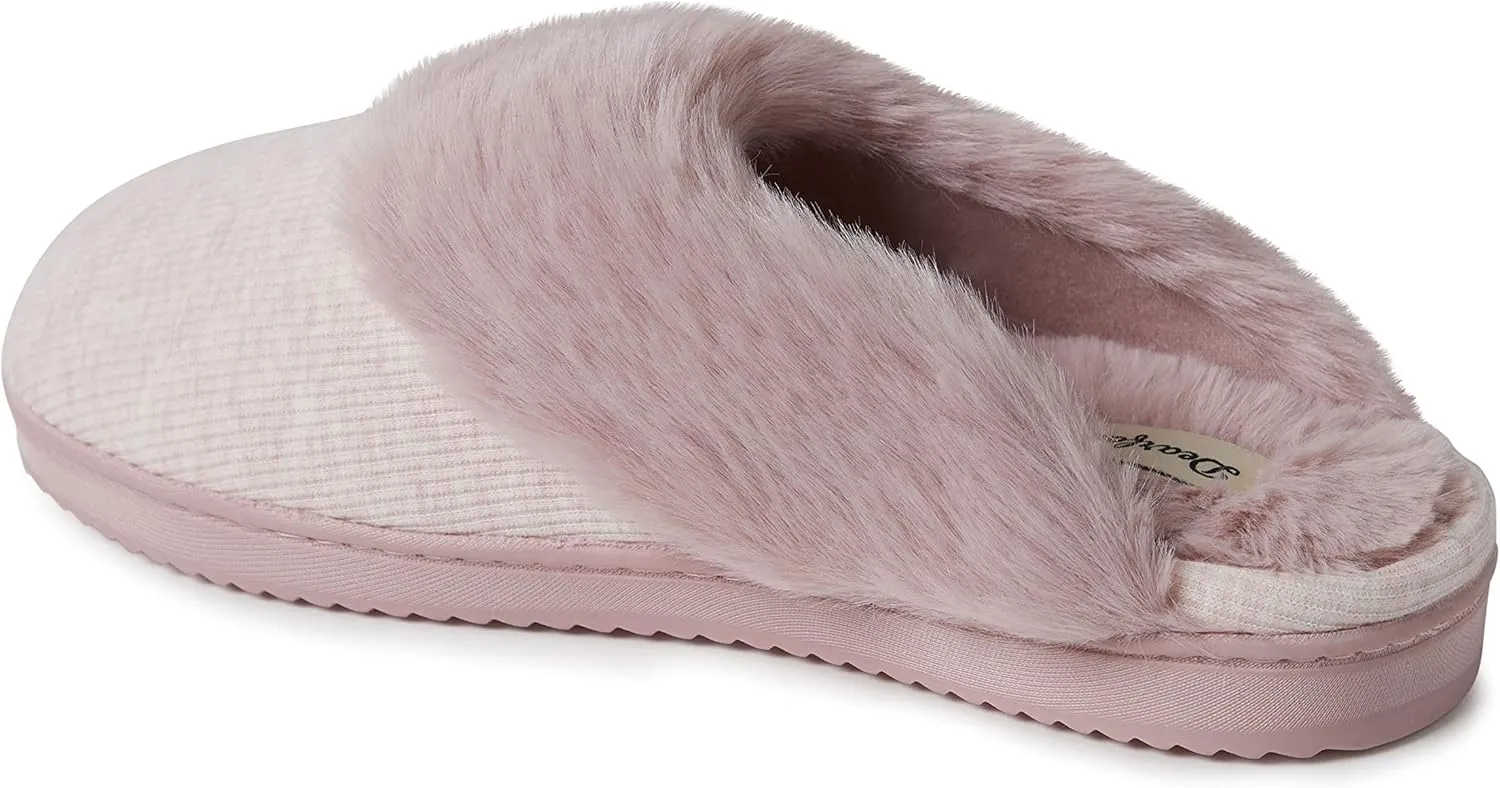 Dearfoams Women's Dahlia Rib Knit Scuff Slipper