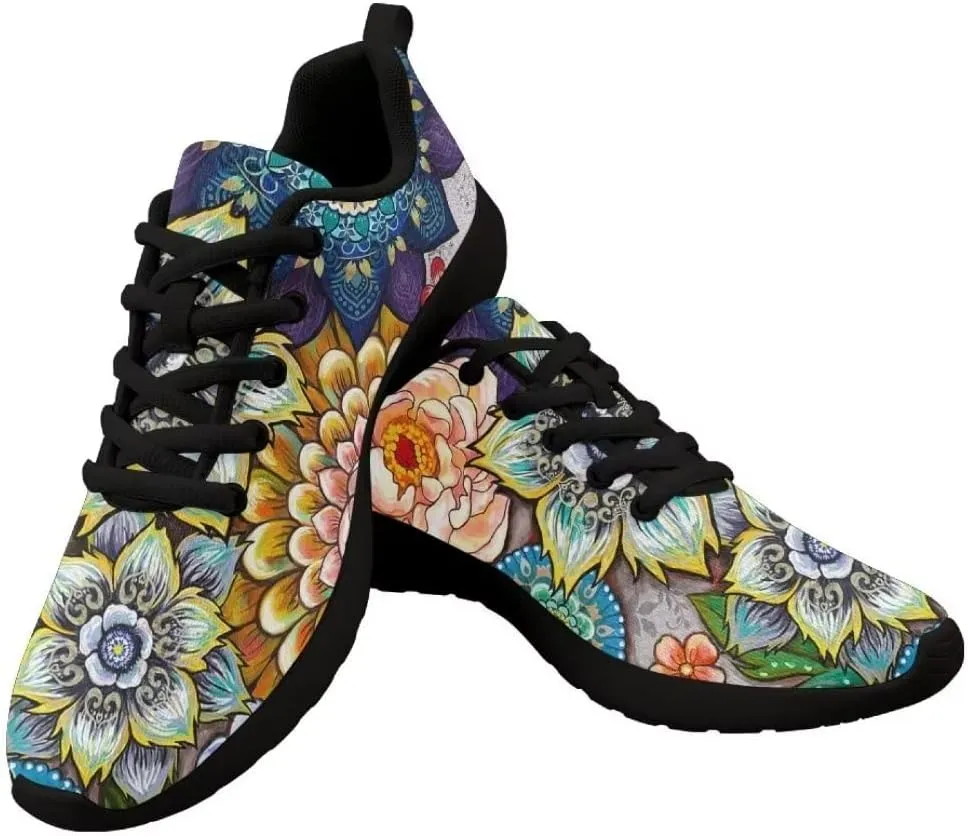 Dellukee Galaxy Print Walking Shoes Women Casual Mesh Colorful Durable Breathable Lace Up Fashion Sneaker