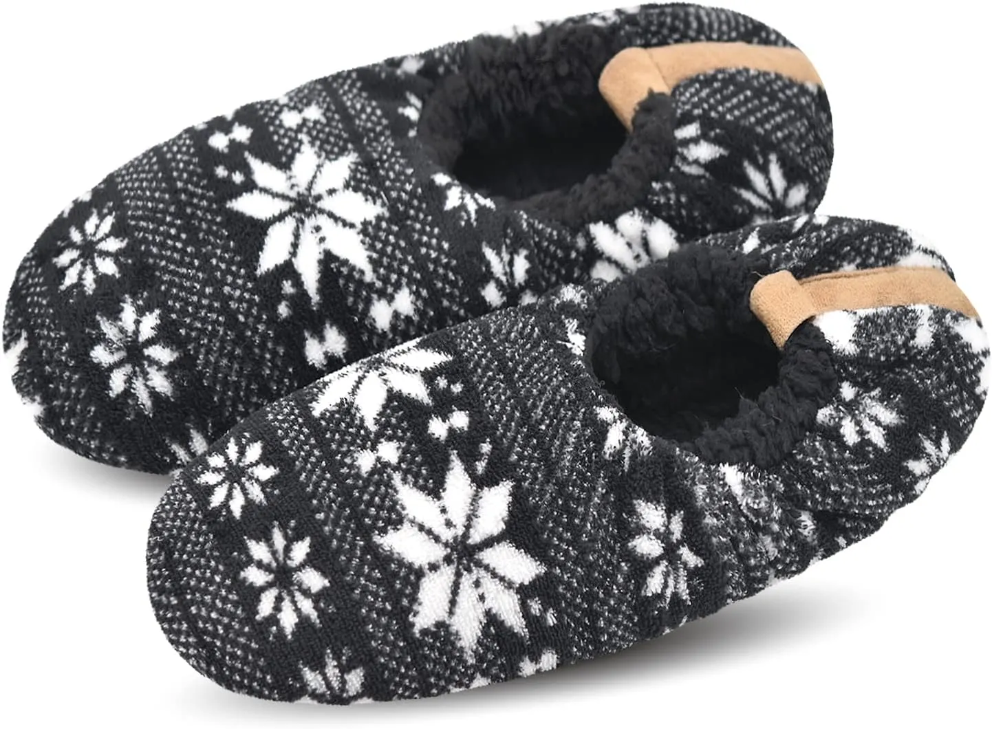 DICUIRD Mens Soft Soles Slipper Socks With Grippers, Cozy&Warm Sherpa Lining Slippers With Non Skid Bottoms, Fuzzy House Slippers