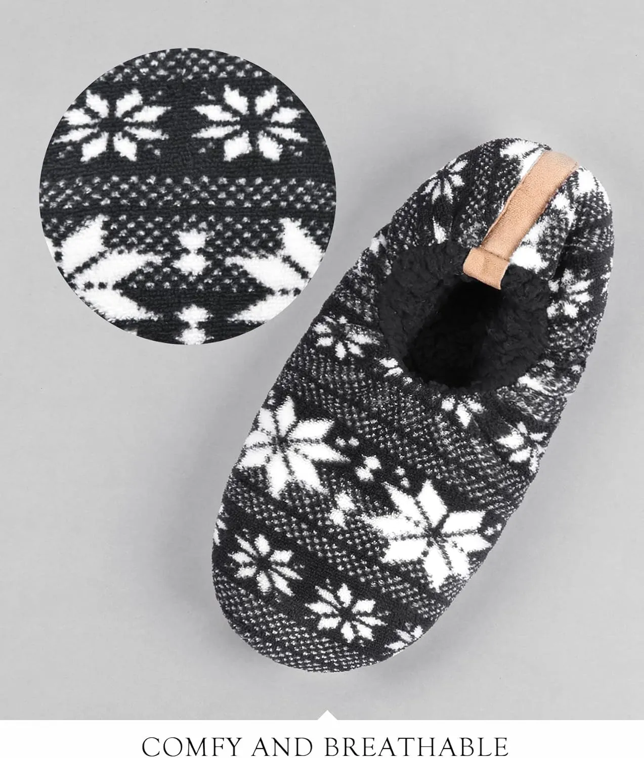 DICUIRD Mens Soft Soles Slipper Socks With Grippers, Cozy&Warm Sherpa Lining Slippers With Non Skid Bottoms, Fuzzy House Slippers
