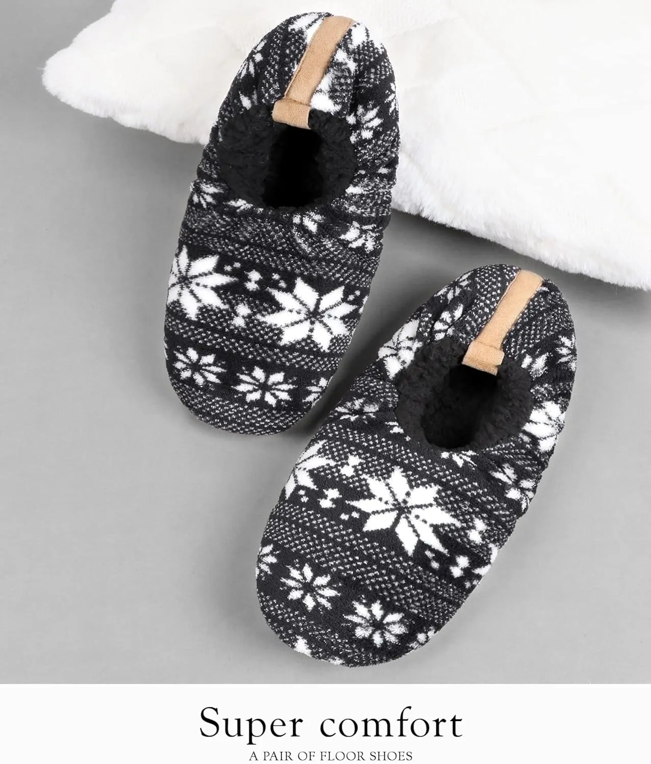 DICUIRD Mens Soft Soles Slipper Socks With Grippers, Cozy&Warm Sherpa Lining Slippers With Non Skid Bottoms, Fuzzy House Slippers