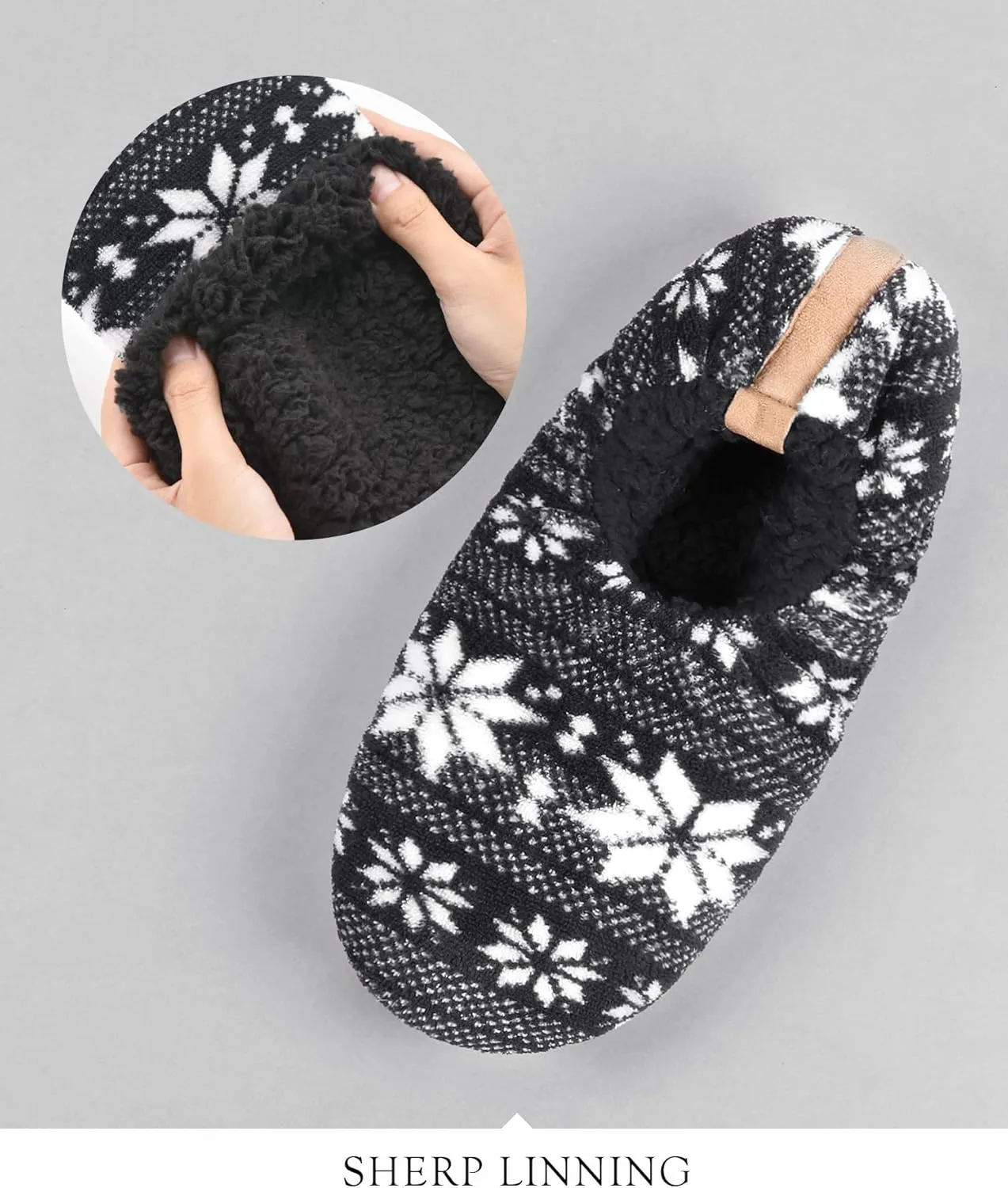 DICUIRD Mens Soft Soles Slipper Socks With Grippers, Cozy&Warm Sherpa Lining Slippers With Non Skid Bottoms, Fuzzy House Slippers
