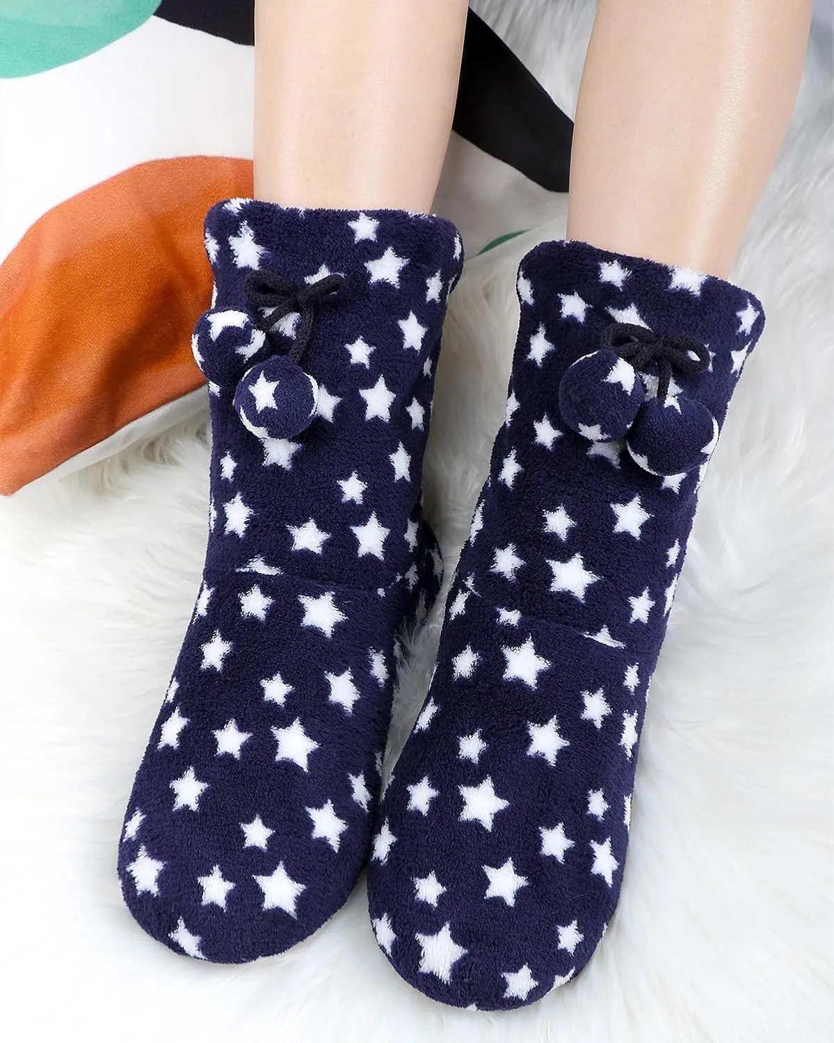 DICUIRD Slipper Socks with Grippers for Women,Winter Cozy&Comfy Boot Slippers for Women