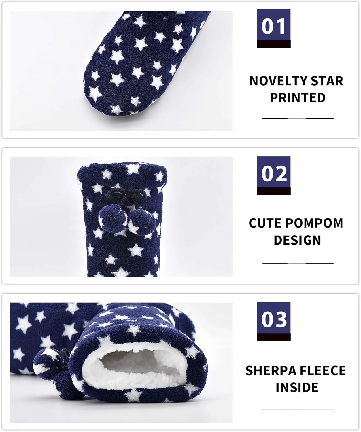 DICUIRD Slipper Socks with Grippers for Women,Winter Cozy&Comfy Boot Slippers for Women