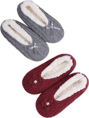 DICUIRD Womens Thick & Warm Slipper Socks with Grippers - Knit House Slippers