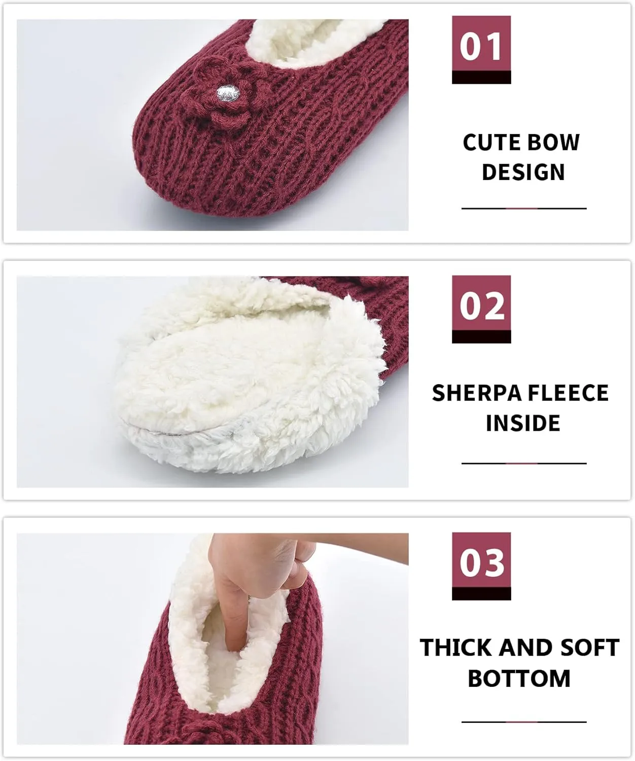 DICUIRD Womens Thick & Warm Slipper Socks with Grippers - Knit House Slippers