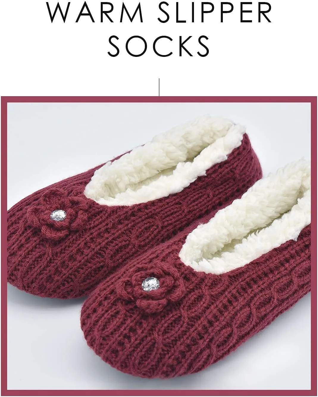 DICUIRD Womens Thick & Warm Slipper Socks with Grippers - Knit House Slippers
