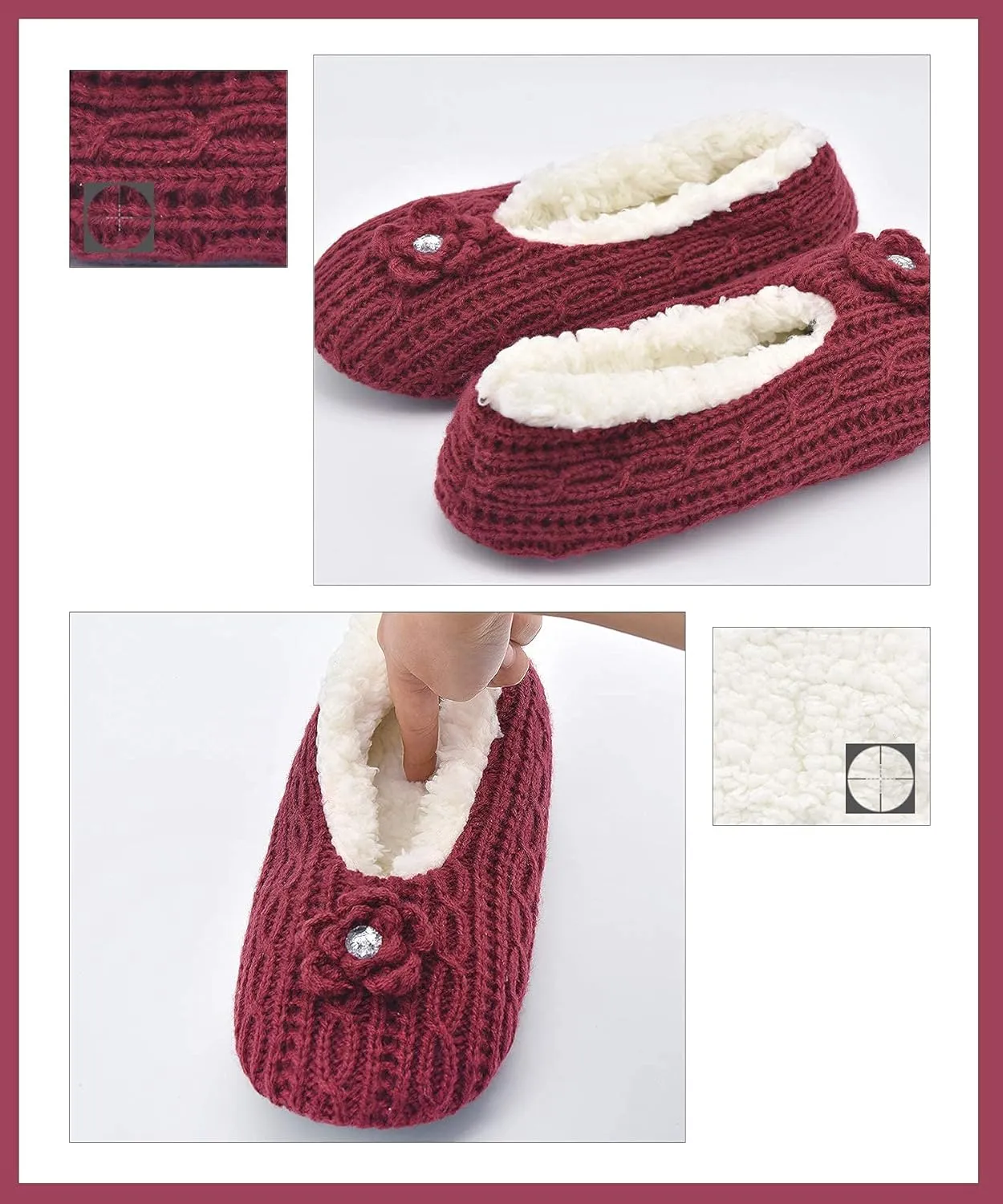 DICUIRD Womens Thick & Warm Slipper Socks with Grippers - Knit House Slippers