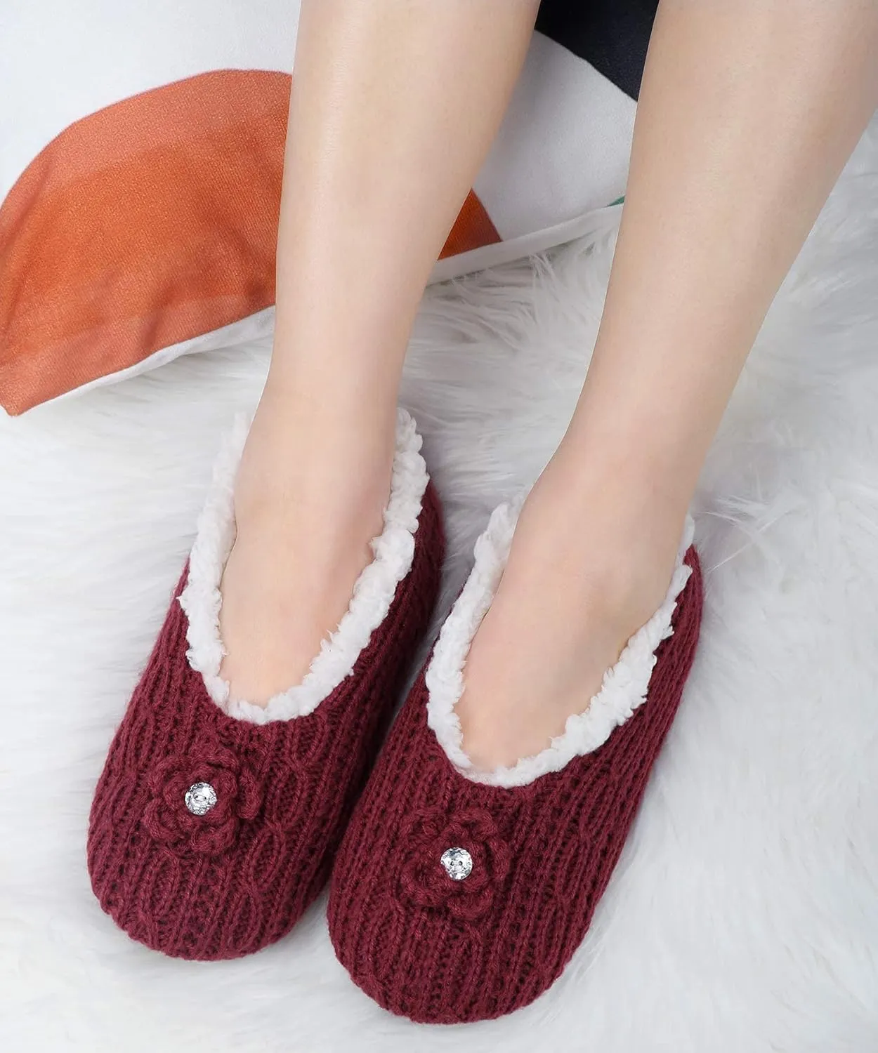 DICUIRD Womens Thick & Warm Slipper Socks with Grippers - Knit House Slippers