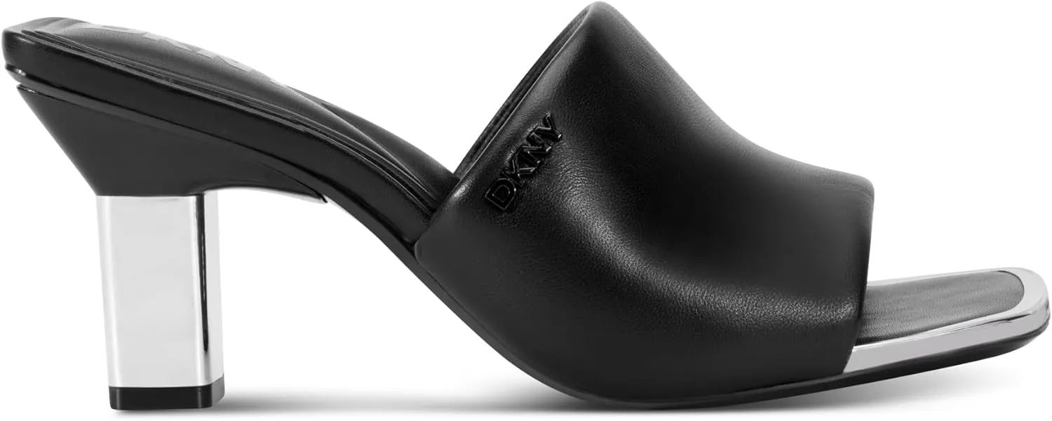DKNY Women's Kelley Square Toe Heeled Sandal Mule Flat