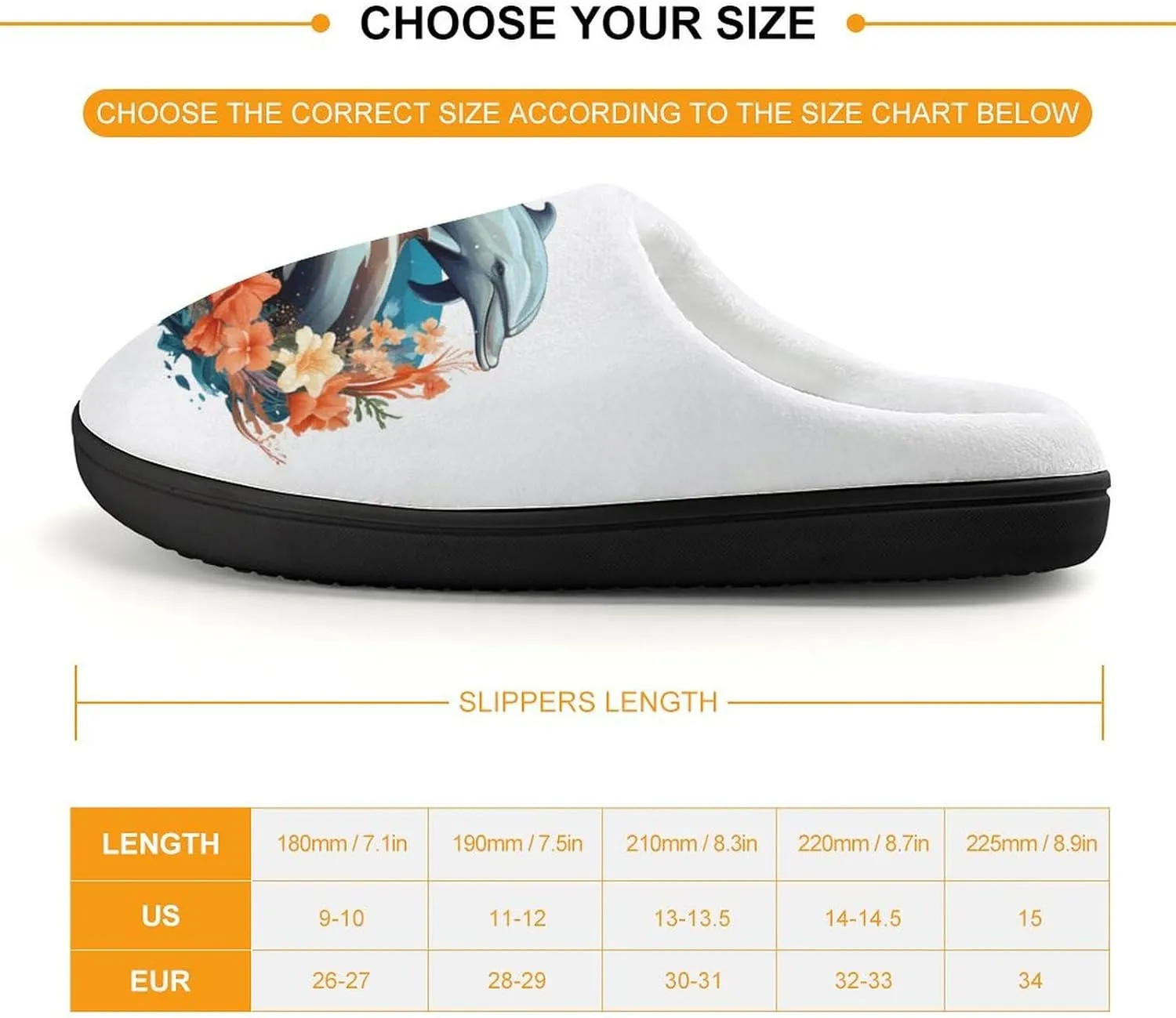 Dolphins Kids Slippers for Girls Boys Winter Warm Plush Slip On House Slippers for Indoor Outdoor