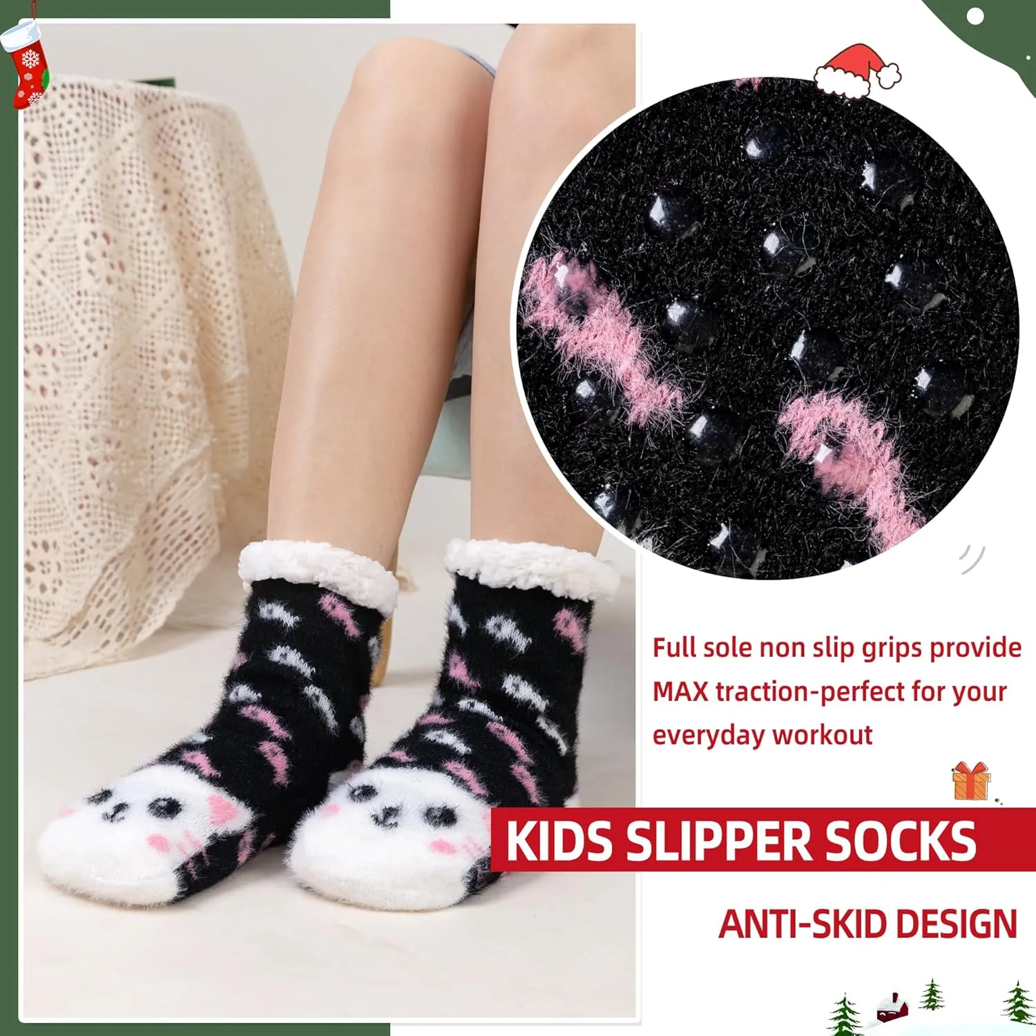 DoSmart Kids Girls Slipper Fuzzy Socks Soft Warm Cozy Animal Anti-Slip Winter Thermal Christmas Indoor Socks