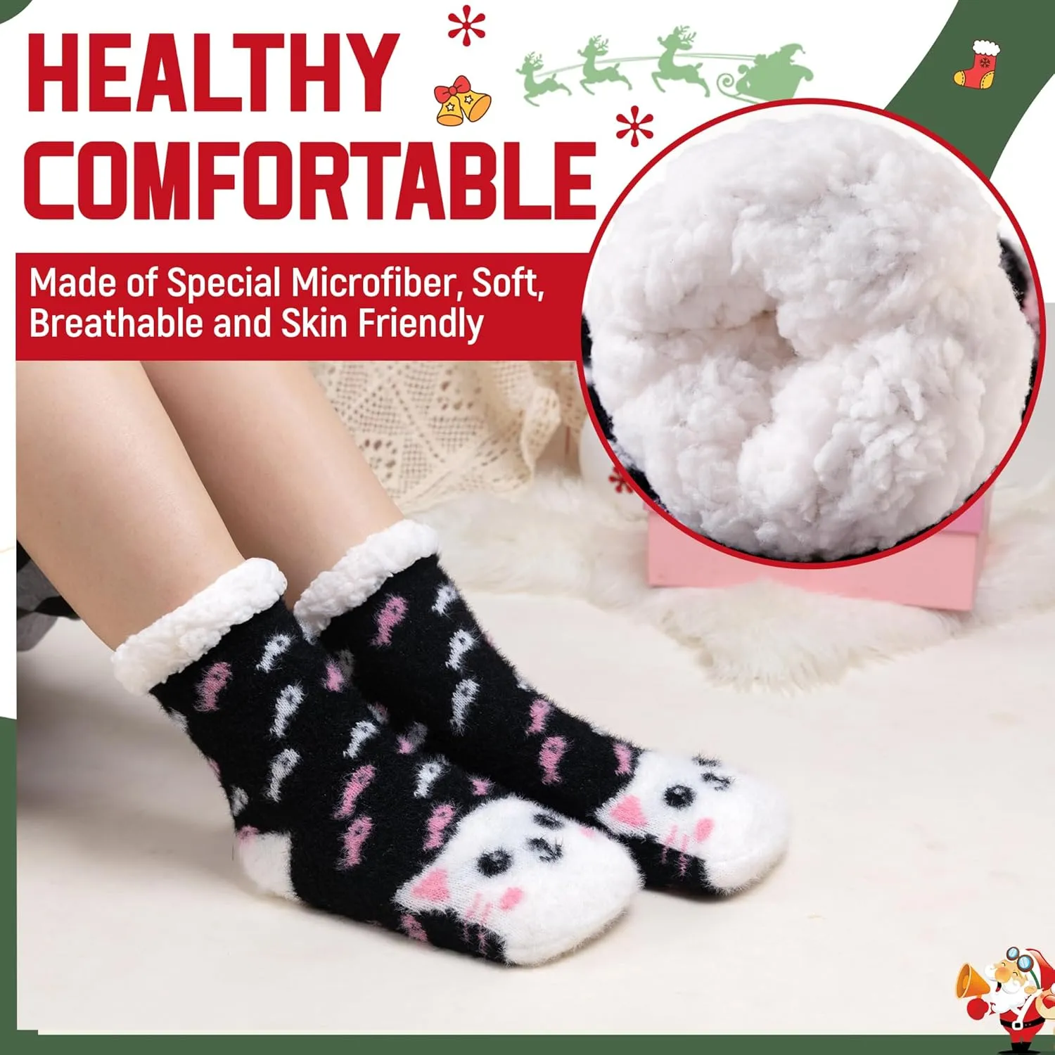 DoSmart Kids Girls Slipper Fuzzy Socks Soft Warm Cozy Animal Anti-Slip Winter Thermal Christmas Indoor Socks