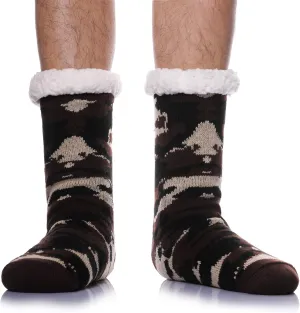 DoSmart Men's Winter Thermal Fleece Lining Knit Slipper Socks Soft Warm Cozy Fuzzy Fluffy Christmas Non Slip Socks
