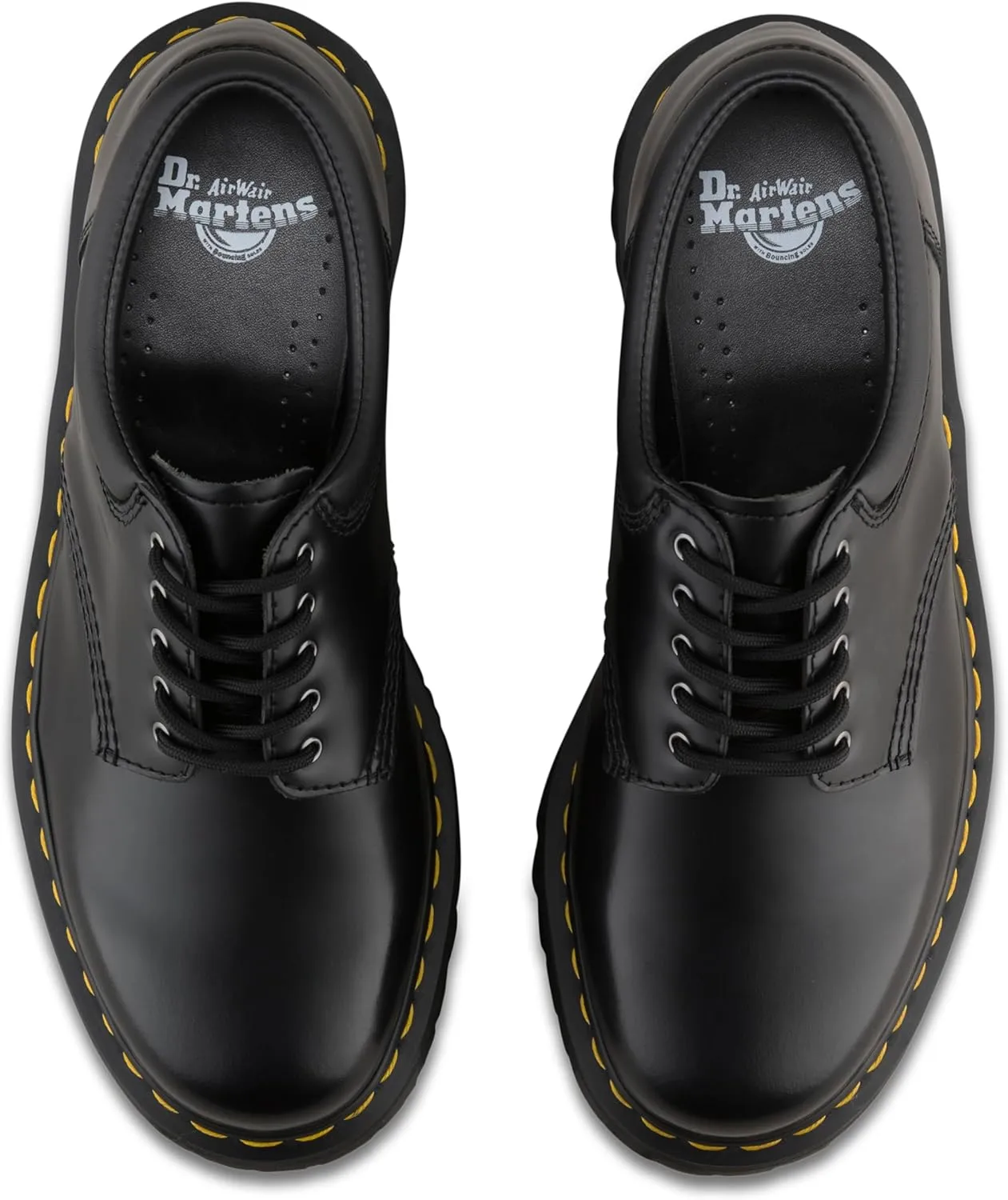 Dr. Martens Unisex 8053 Quad 5-Eye Shoe, Black Polished Smooth