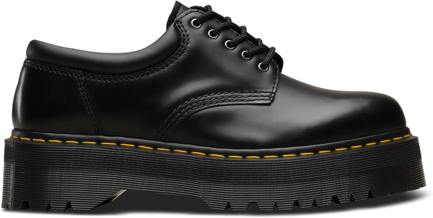 Dr. Martens Unisex 8053 Quad 5-Eye Shoe, Black Polished Smooth