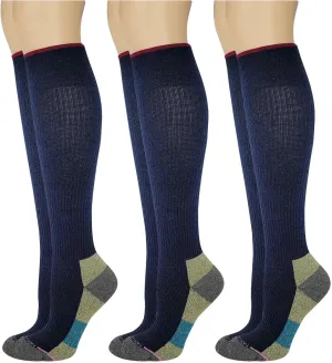 Dr. Motion Compression Knee High Socks (3 Pairs), Arch Support Outdoor Running Hiking Socks for Women