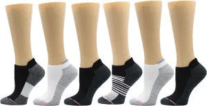 Dr. Motion Womens Low Cut Cushioned Breathable Compression Ankle Socks with Arch Support 6 Pairs