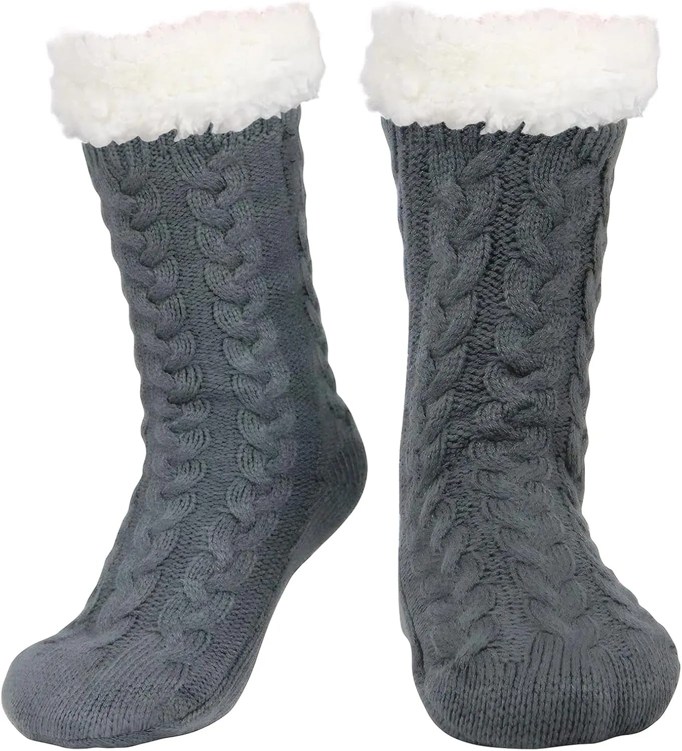 DRASEX Men‘s Fuzzy Slipper Socks Winter Cozy Fluffy Cabin Warm Soft Fleece Lining Thick Comfy Knit Non Slip Christmas Home Socks