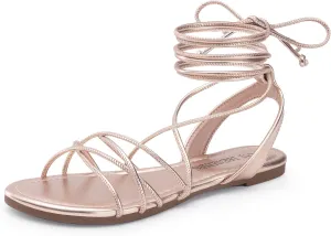 DREAM PAIRS Lace-up Gladiator Sandals Strappy Dressy Summer Flat Sandals for Women