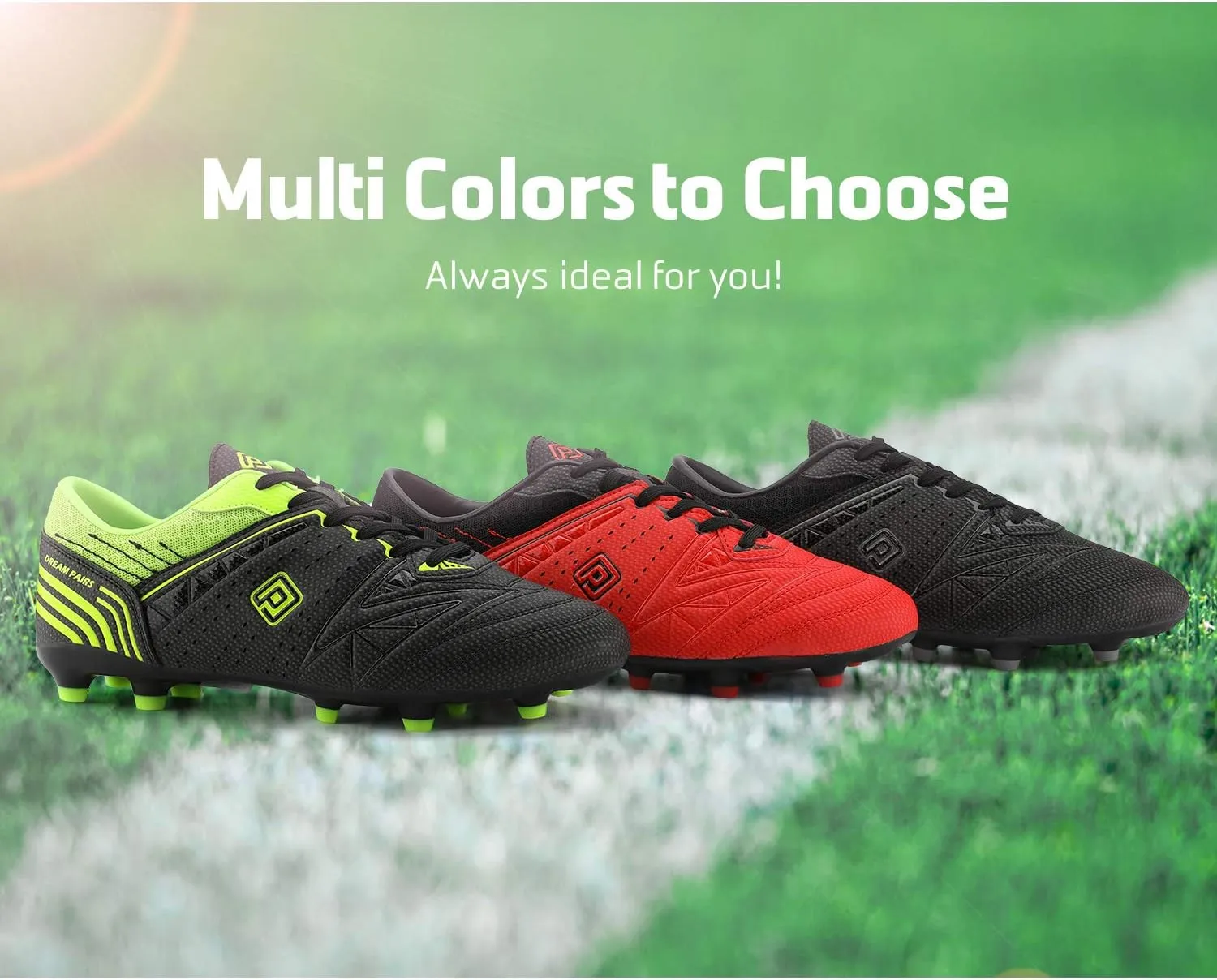 DREAM PAIRS Mens Sport Flexible Athletic Lace Up Light Weight Outdoor Cleats Football Soccer Shoes