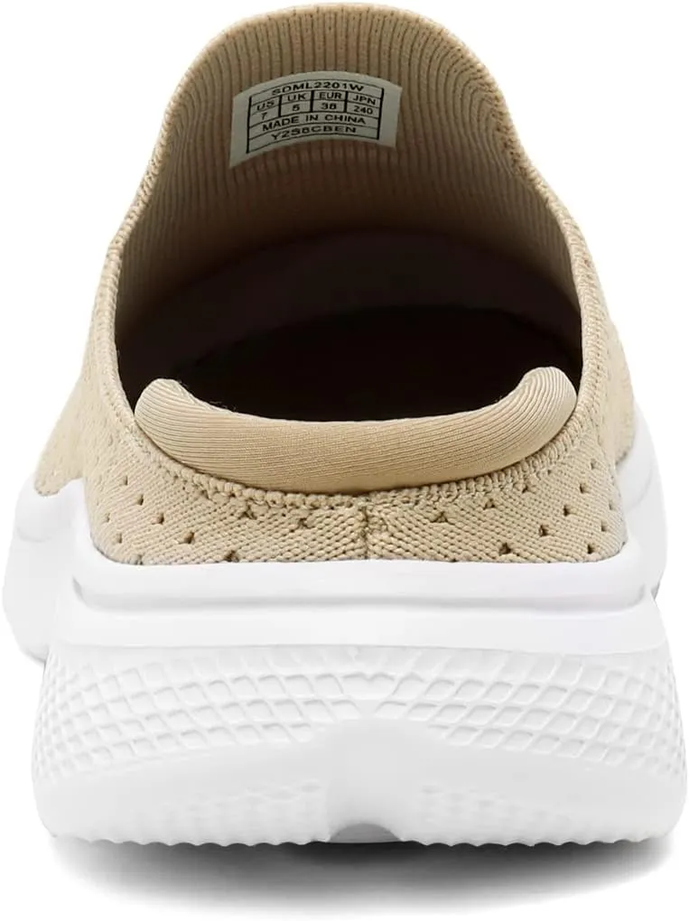 DREAM PAIRS Mules for Women Shoes Slip on Sneakers Knit Flats Lightweight Breathable Comfortable Walking Shoes