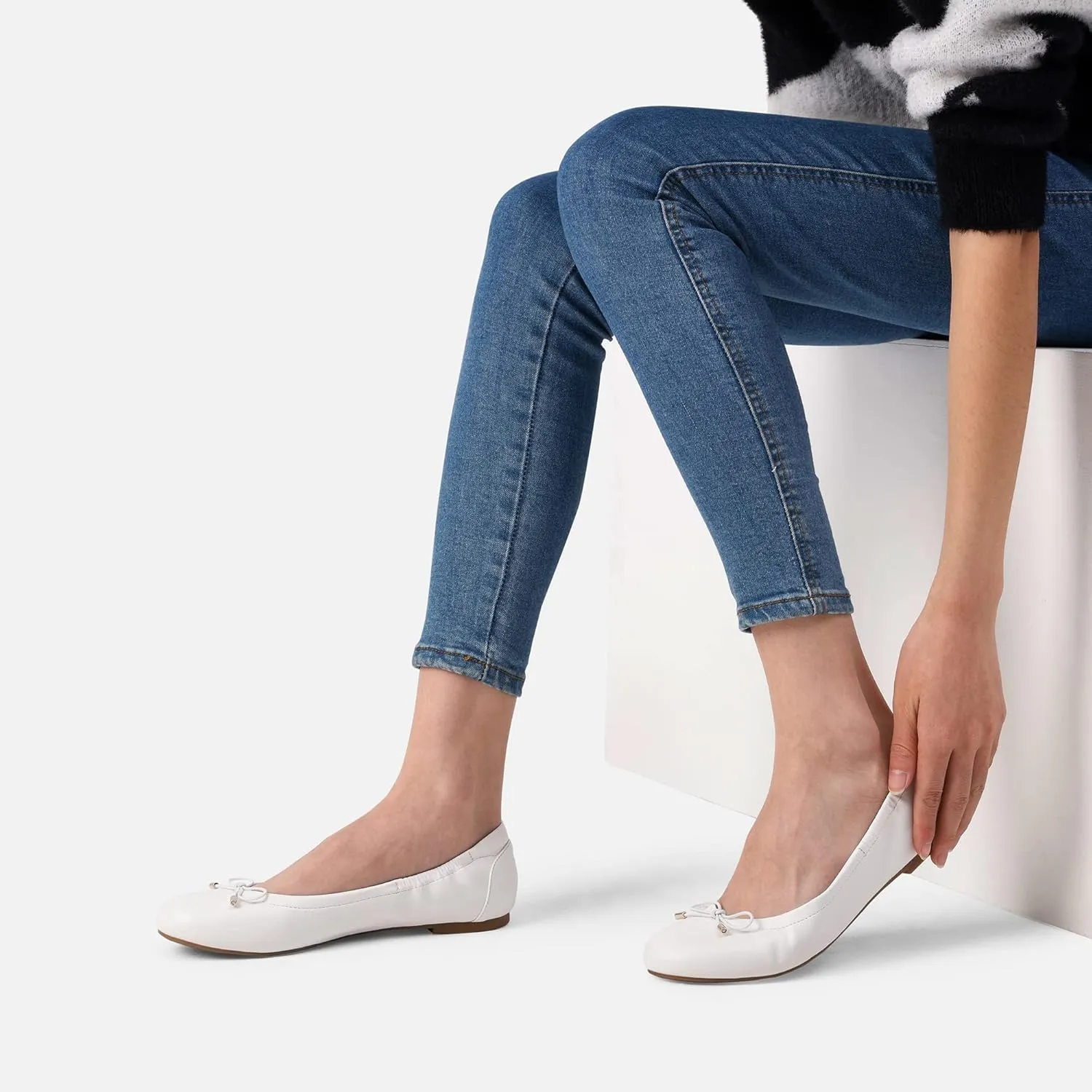 DREAM PAIRS Women's Ballet Flats, Foldable Round Toe Dress Shoes, Comfortable Slip On Work Flat Shoes with Bowknot