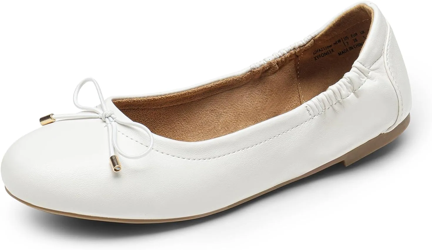 DREAM PAIRS Women's Ballet Flats, Foldable Round Toe Dress Shoes, Comfortable Slip On Work Flat Shoes with Bowknot