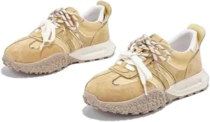 Dual Lace Retro Sneakers - Y2K Chunky Platform Cute Shoes for Women & Girls, Comfy Casual Trainers for City Walk, Campus Life, Beach Travel, Back to School, Harajuku Kawaii Minimalist Streetwear