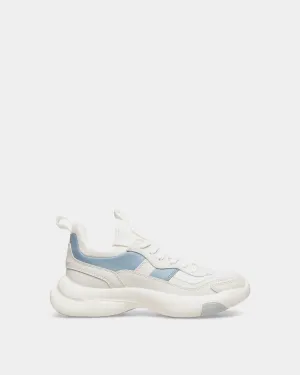 Dune Sneaker in White and Light Blue Leather
