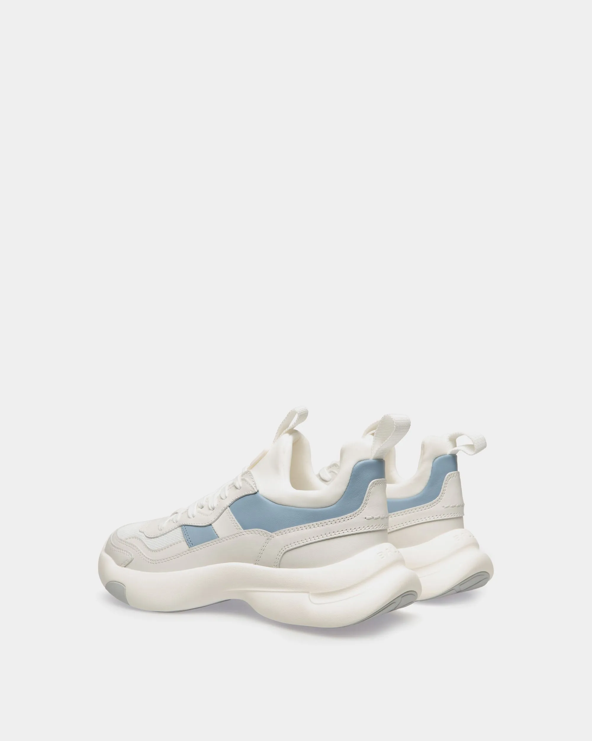 Dune Sneaker in White and Light Blue Leather