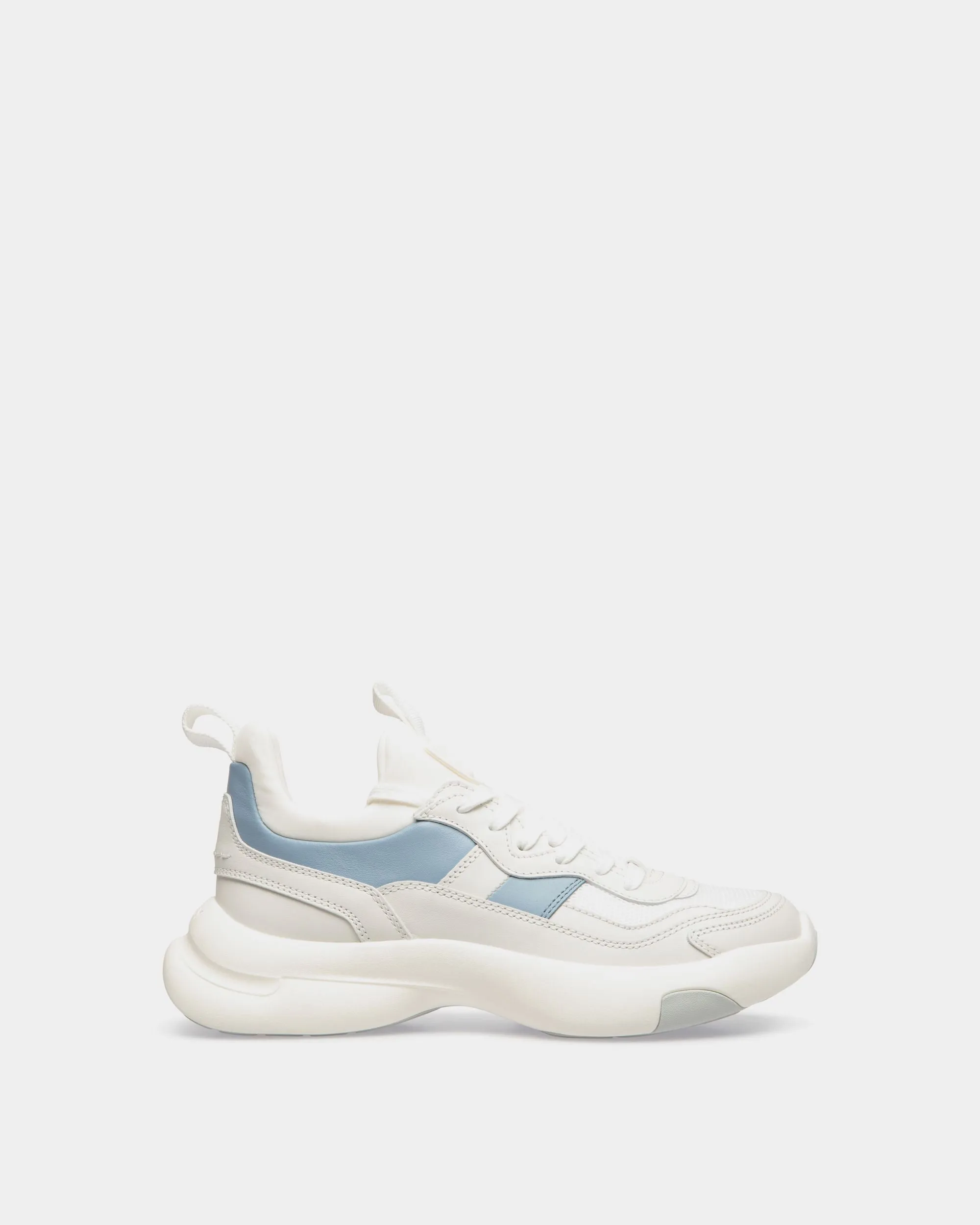 Dune Sneaker in White and Light Blue Leather