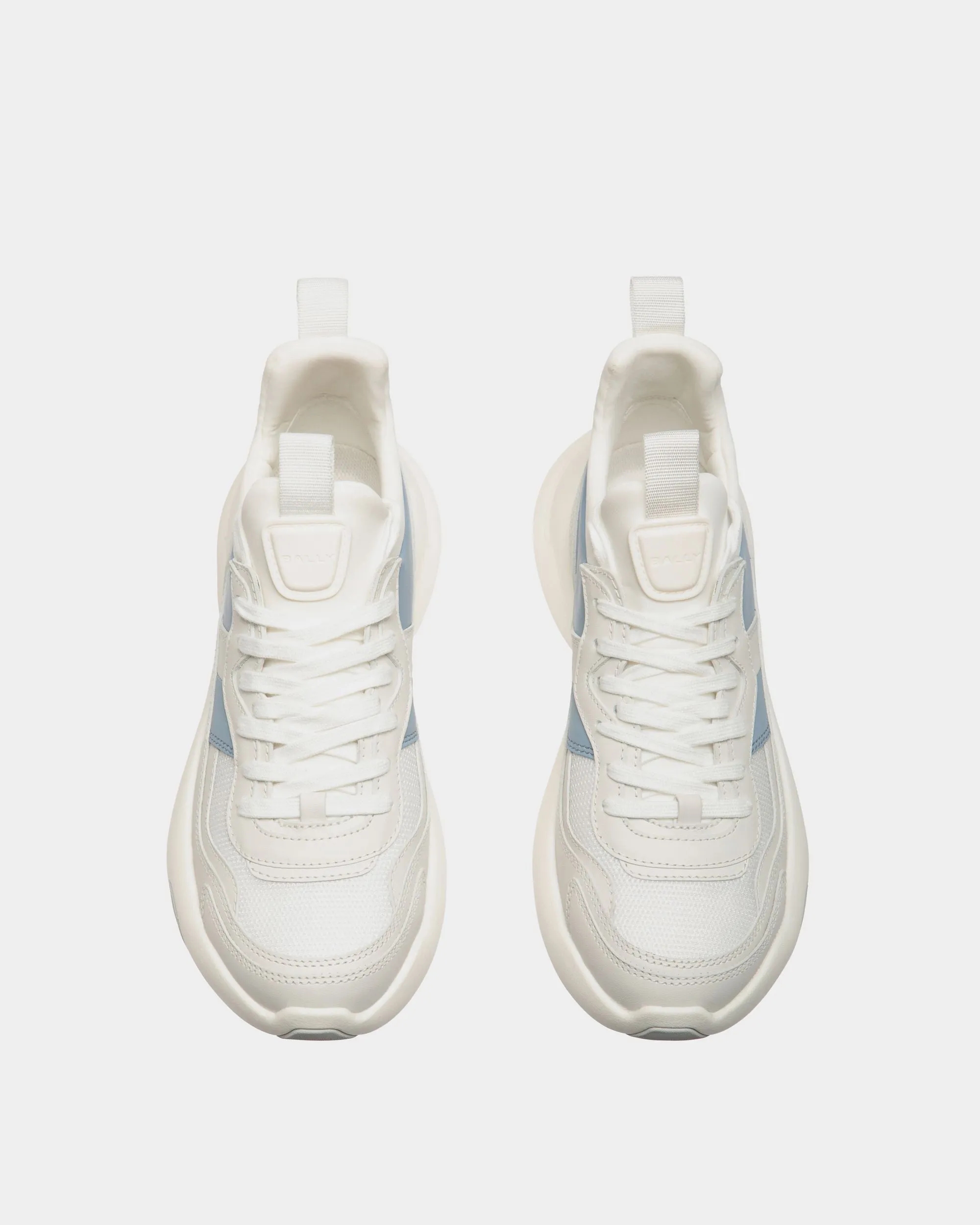 Dune Sneaker in White and Light Blue Leather