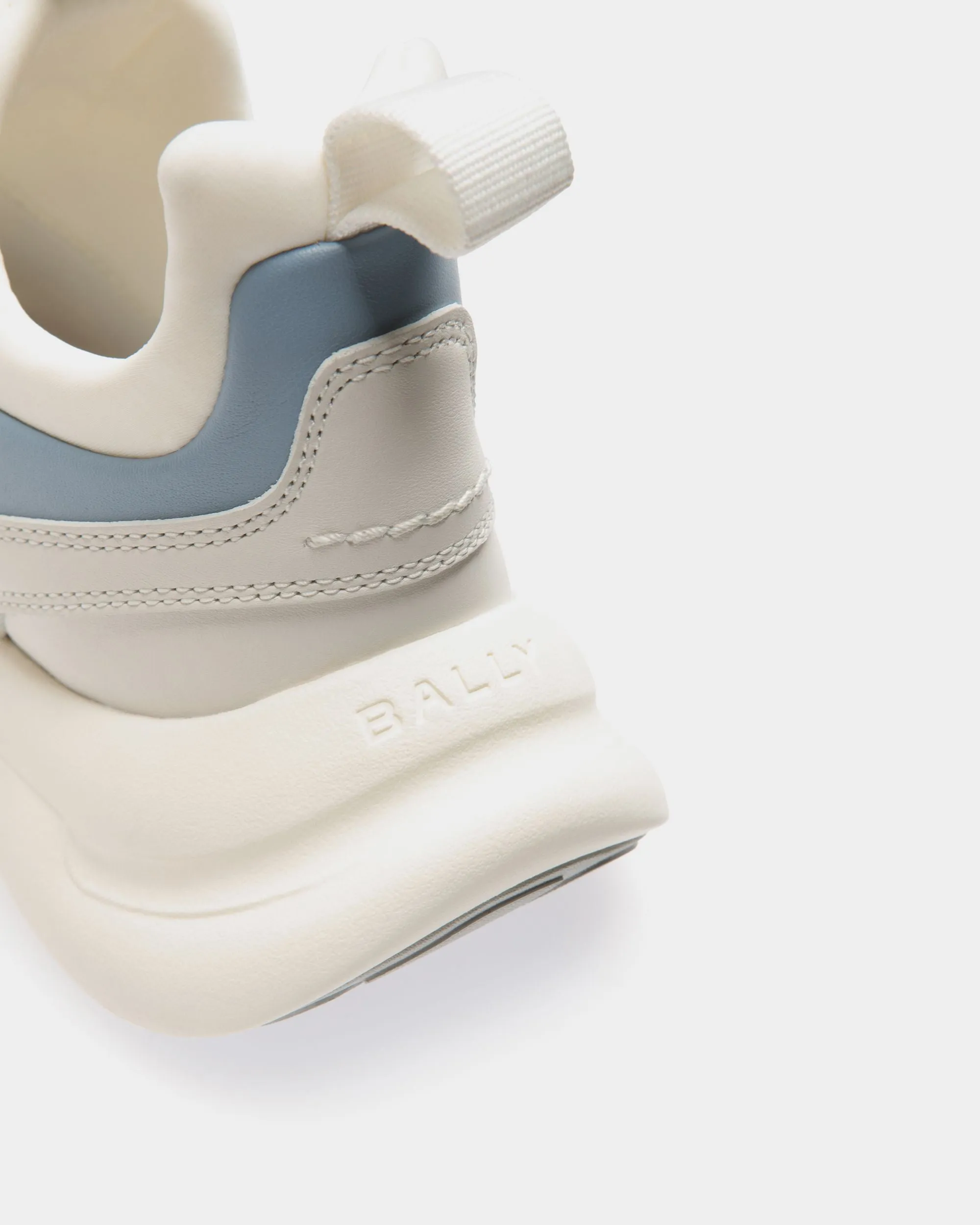 Dune Sneaker in White and Light Blue Leather