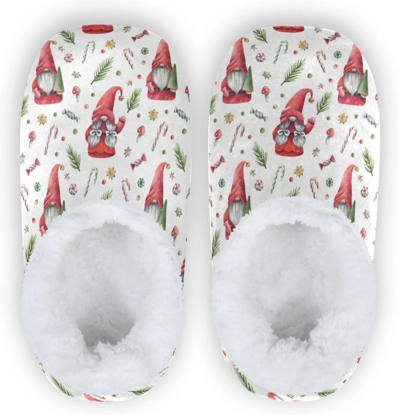 Dussdil Christmas Trees Gnomes Candy Canes Home Winter Slippers Spa Travel House Slipper Soft Memory Foam Slipper Non Slip for Hotel Bedroom Shoes Slippers M