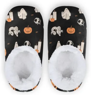 Dussdil Ghosts Pumpkins Candles Skulls Home Winter Slippers Spa Travel House Slipper Soft Memory Foam Slipper Non Slip for Women Men Hotel Bedroom Shoes Slippers M