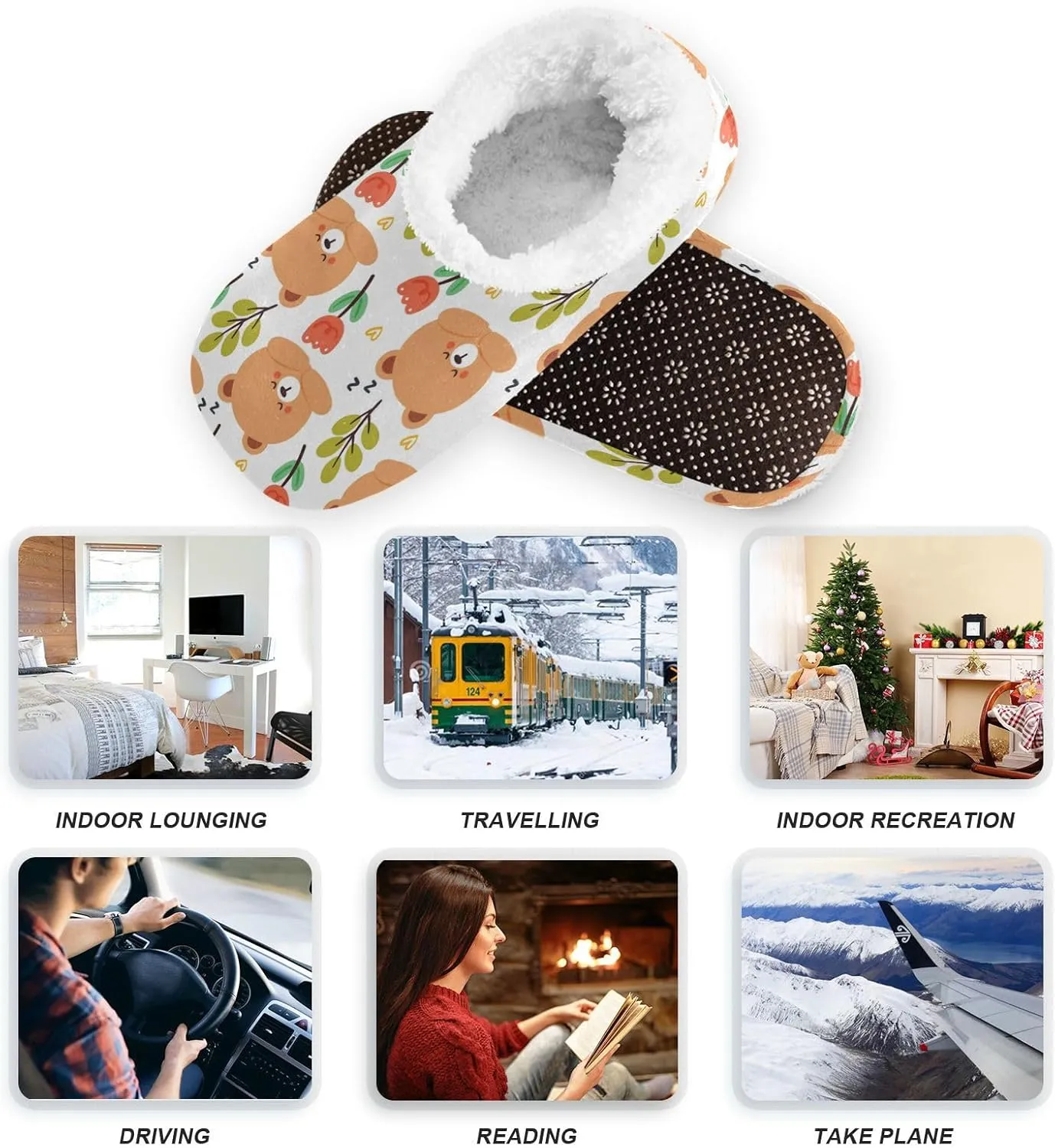 Dussdil Home Winter Slippers Spa Travel House Slipper Soft Memory Foam Slipper Non Slip for Hotel Bedroom Shoes Slippers