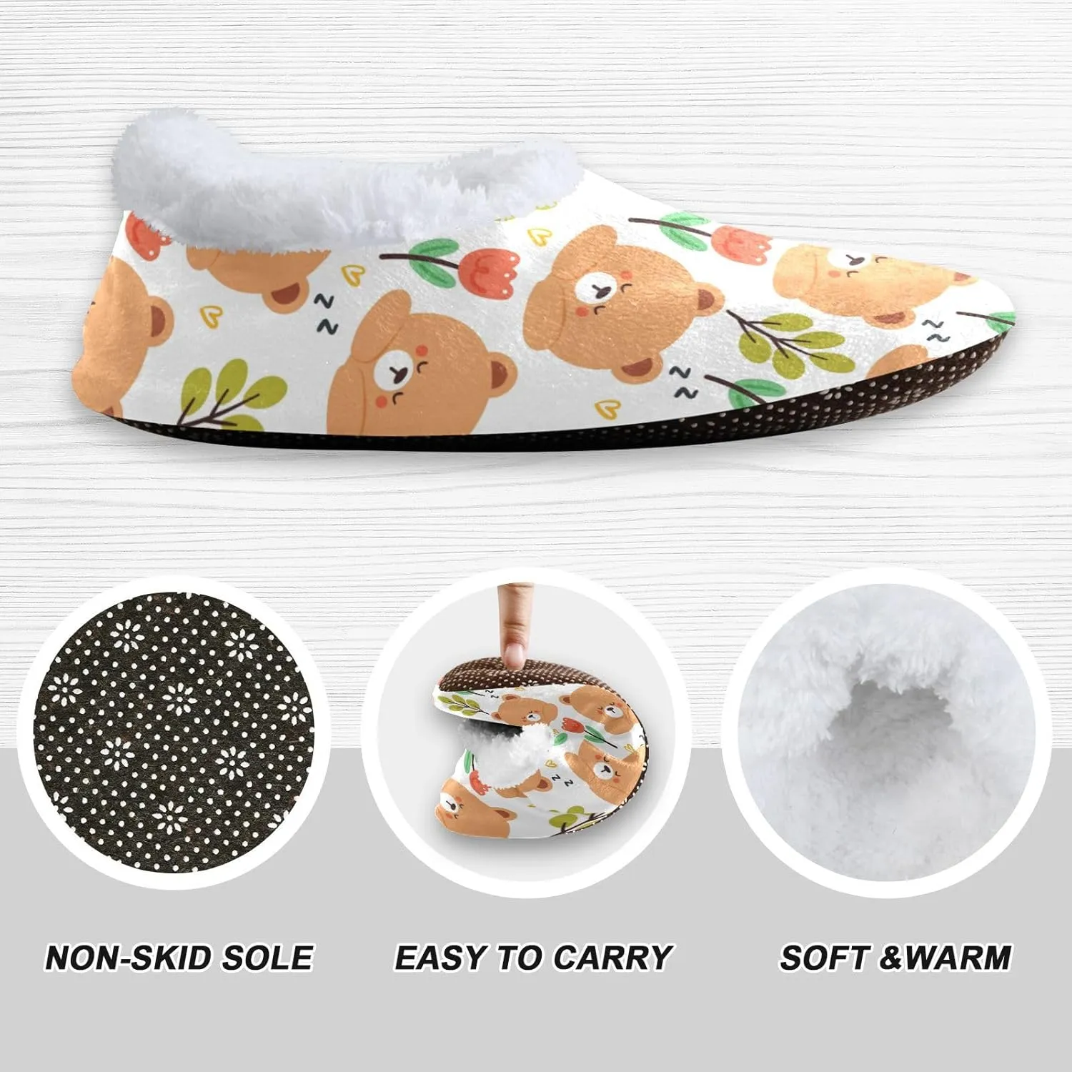 Dussdil Home Winter Slippers Spa Travel House Slipper Soft Memory Foam Slipper Non Slip for Hotel Bedroom Shoes Slippers