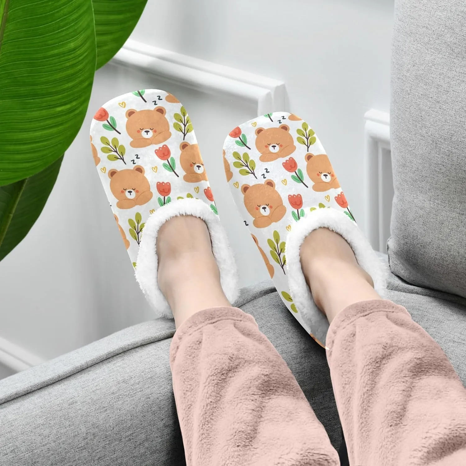 Dussdil Home Winter Slippers Spa Travel House Slipper Soft Memory Foam Slipper Non Slip for Hotel Bedroom Shoes Slippers