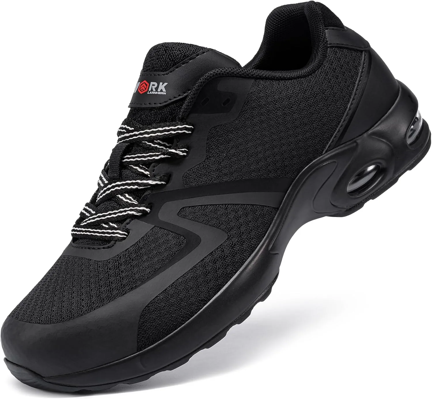 DYKHMILY Steel Toe Shoes for Men Air Cushion Safety Shoe Pull On Comfortable Work Breathable Lightweight Tennis Sneakers