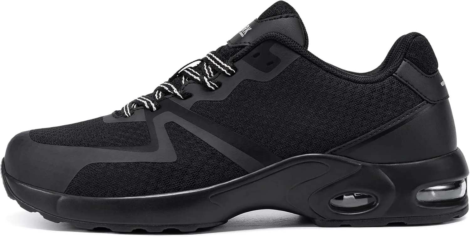 DYKHMILY Steel Toe Shoes for Men Air Cushion Safety Shoe Pull On Comfortable Work Breathable Lightweight Tennis Sneakers