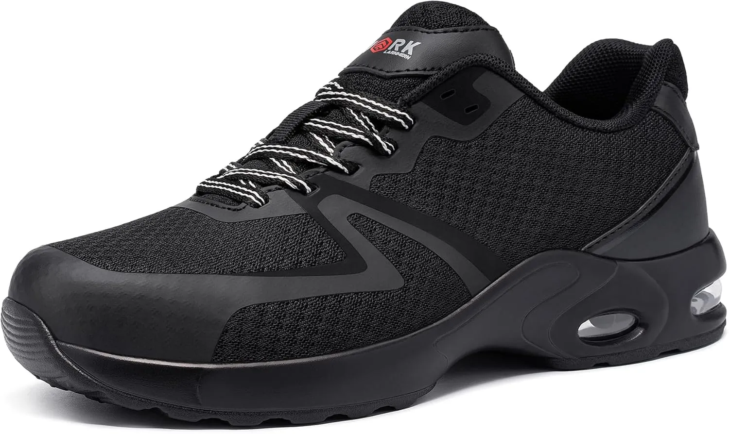 DYKHMILY Steel Toe Shoes for Men Air Cushion Safety Shoe Pull On Comfortable Work Breathable Lightweight Tennis Sneakers