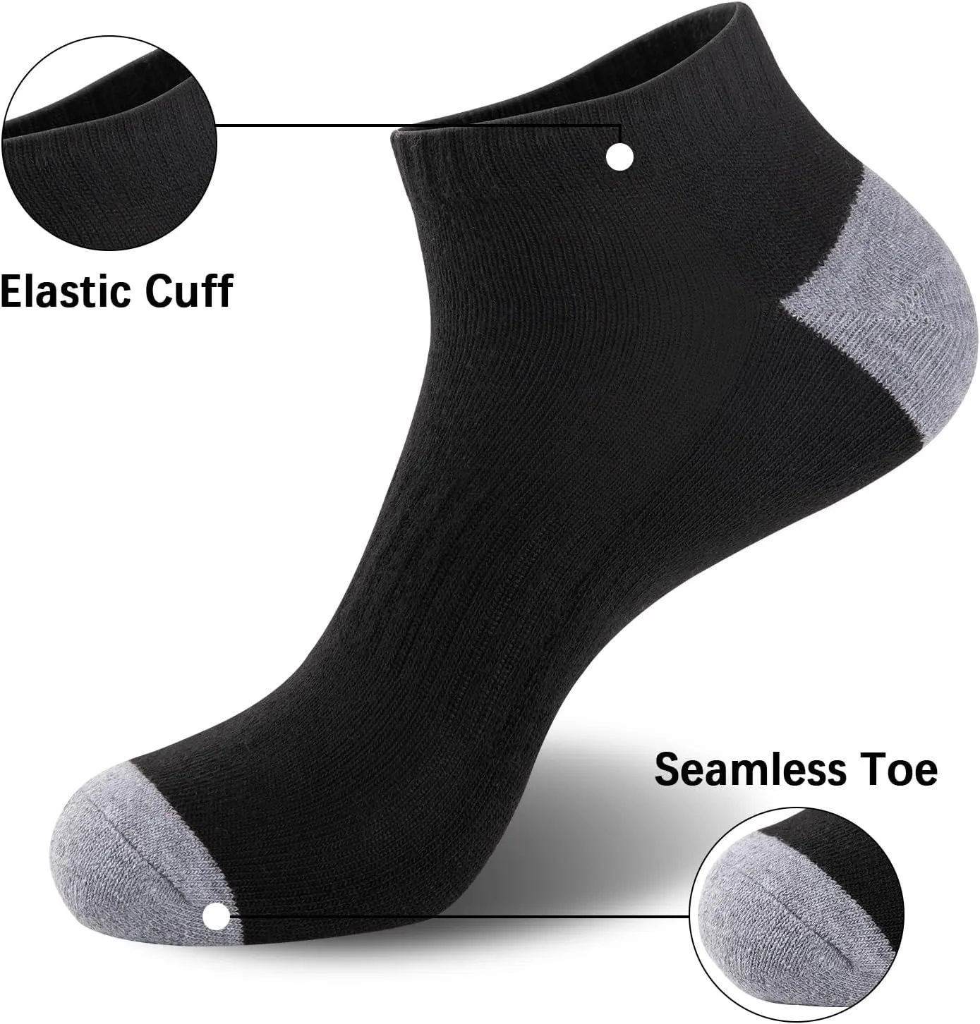 eallco 10 Pairs Mens Ankle Socks Low Cut Socks for Men Athletic Socks Breathable Cushioned
