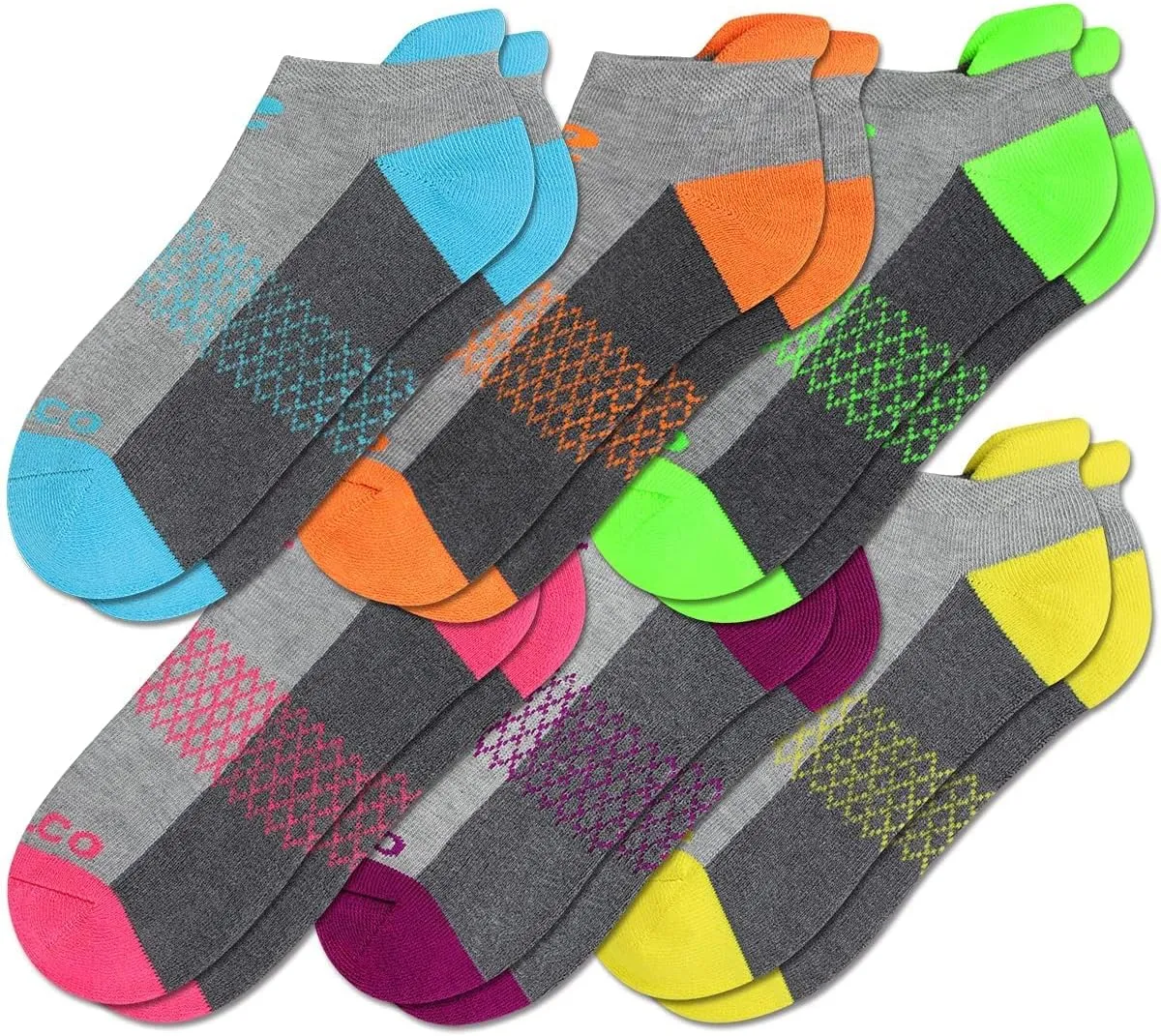eallco Womens Ankle Socks 6 Pairs Running Athletic Cushioned Sole Socks With Tab