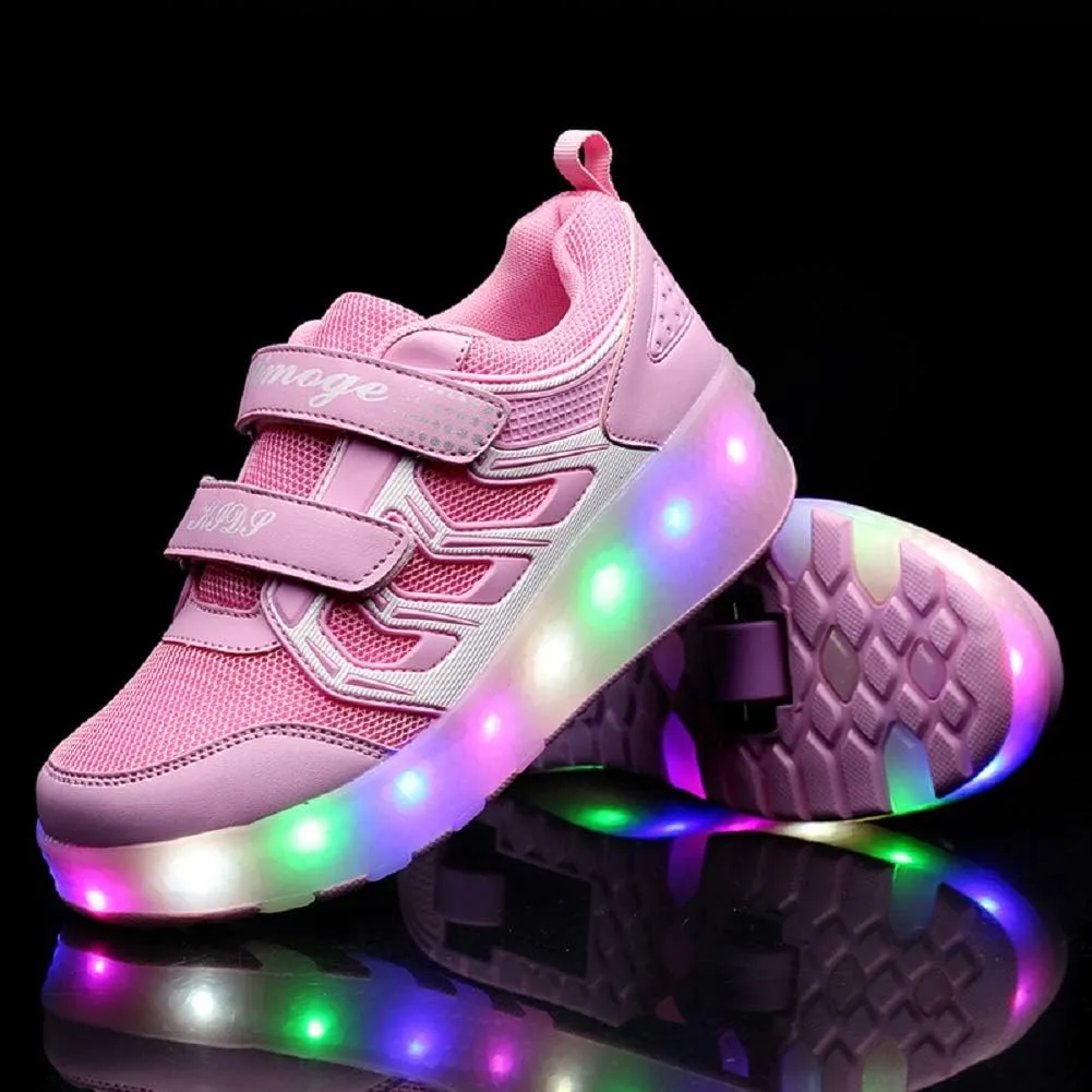 Ehauuo Unisex Roller Shoes Kids Sparkling Wheels Shoes Girls Light up Roller Skates Sneakers Boys Rechargeable Flashing Sneakers for Gift