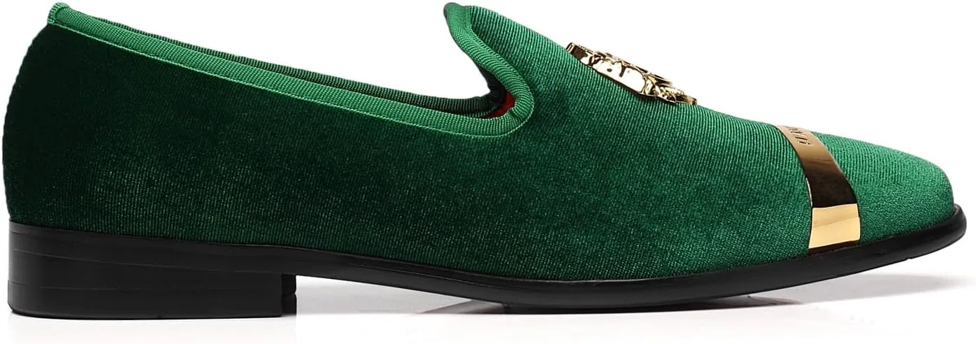 ELANROMAN Men's Velvet Loafers Dress Fashion Wedding Party Prom Shoes