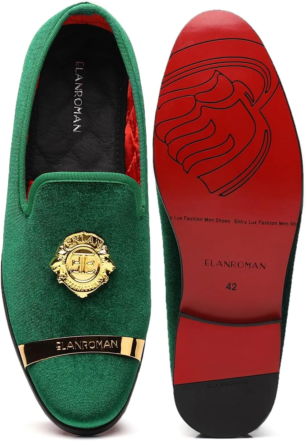 ELANROMAN Men's Velvet Loafers Dress Fashion Wedding Party Prom Shoes