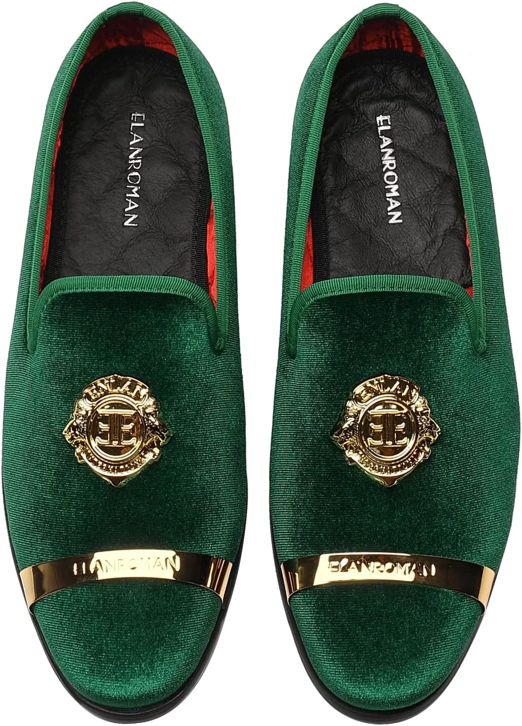 ELANROMAN Men's Velvet Loafers Dress Fashion Wedding Party Prom Shoes