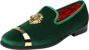 ELANROMAN Men's Velvet Loafers Dress Fashion Wedding Party Prom Shoes