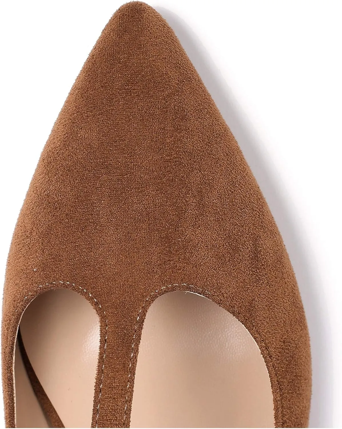 Eldof Women's Pointed Flat Pumps, T-Strap Flat Pumps, Comfortable Flat for The Office Wedding and Dress